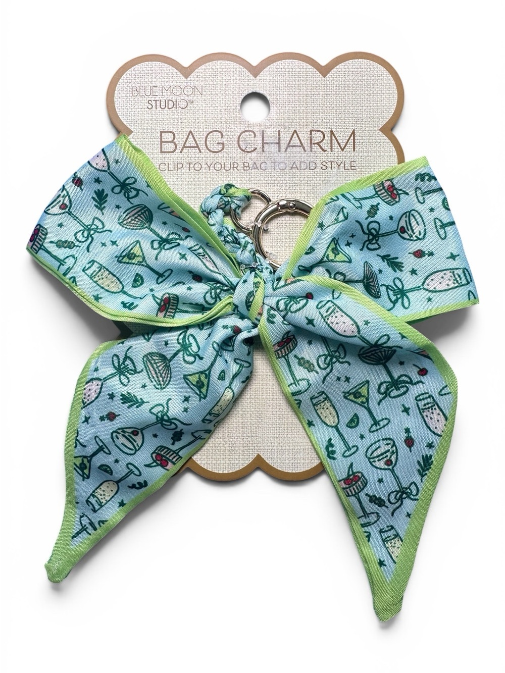 Green Patterned Bow Bag Charm